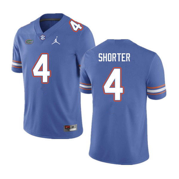 Mens Florida Gators #4 Justin Shorter Royal Jordan Brand College Football Game Jersey