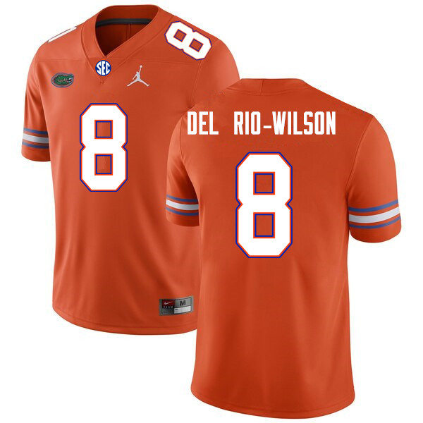 Mens Florida Gators #8 Carlos Del Rio-Wilson Orange Jordan Brand College Football Game Jersey