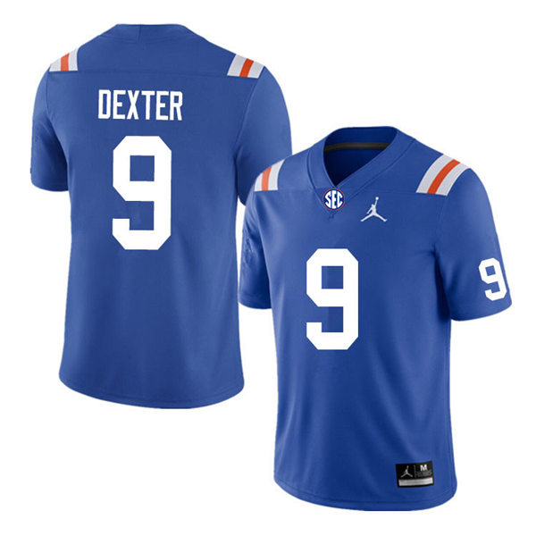 Mens Florida Gators #9 Gervon Dexter  Jordan Brand Royal Retro 1960's Football Jersey