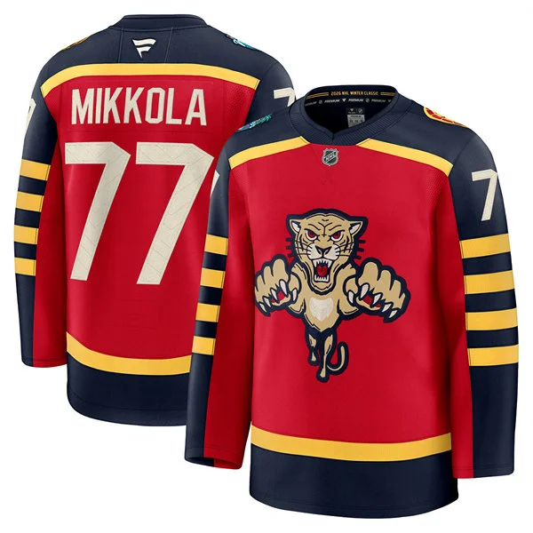 Mens Florida Panthers #77 Niko Mikkola Red Fanatics 2026 NHL Winter Classic Premium Jersey 
