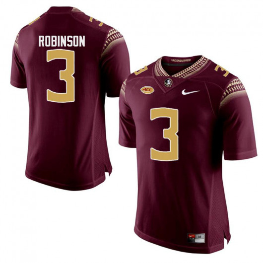 Mens Florida State Seminoles #3 Bryan Robinson Nike Garnet Gold Number College Football Game Jersey