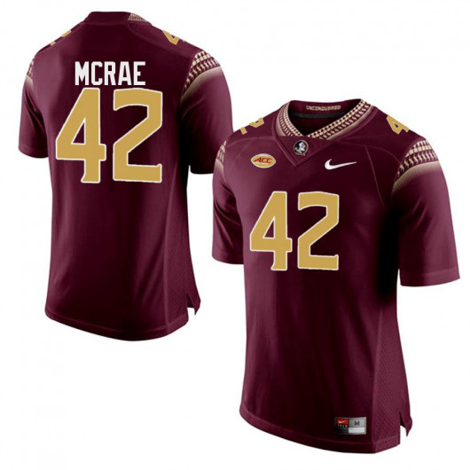 Mens Florida State Seminoles #42 Jaleel McRae Nike Garnet Gold Number College Football Game Jersey