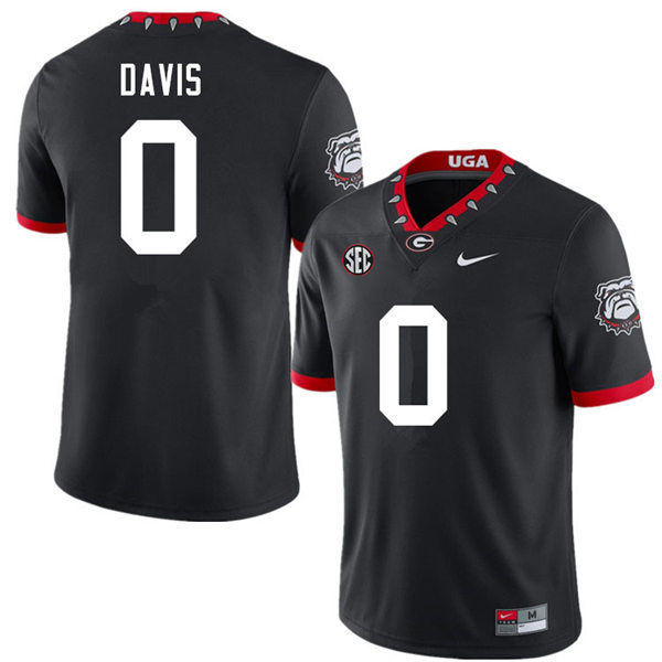 Mens Georgia Bulldogs #0 Rian Davis Nike 2020 Black College Foootball Game Jersey
