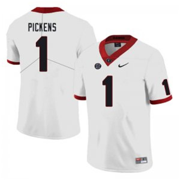 Mens Georgia Bulldogs #1 George Pickens Nike White Foootball Jersey