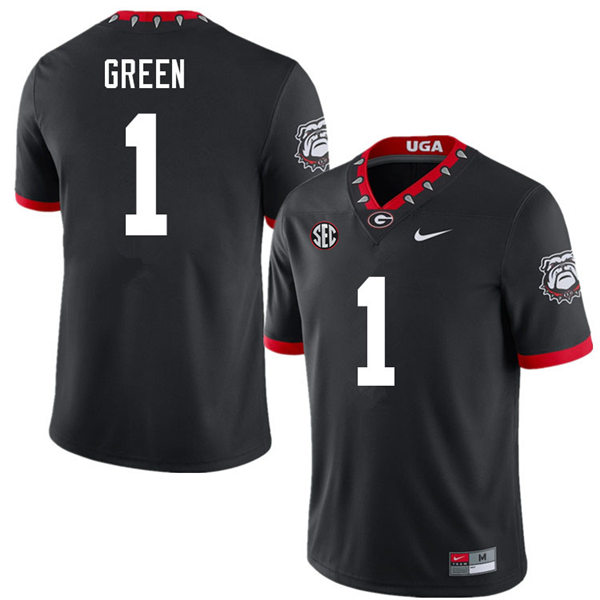 Mens Georgia Bulldogs #1 Nyland Green Nike 2020 Black College Foootball Game Jersey