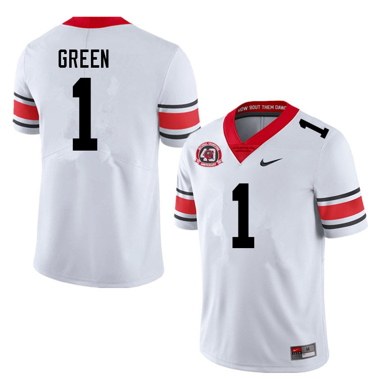 Mens Georgia Bulldogs #1 Nyland Green Nike 40th anniversary white alternate football jersey
