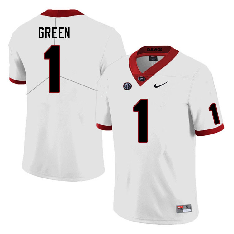 Mens Georgia Bulldogs #1 Nyland Green Nike White Foootball Jersey
