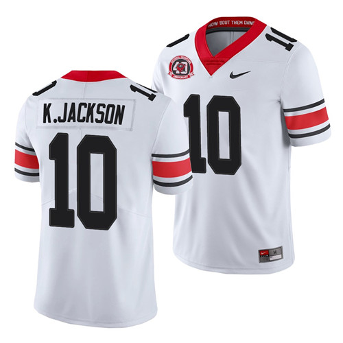 Mens Georgia Bulldogs #10 Kearis Jackson Stitched Nike 40th anniversary White alternate football jersey