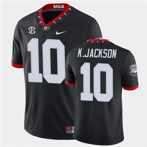 Mens Georgia Bulldogs #10 Kearis Jackson Stitched Nike Black Alternate Mascot 100th Anniversary College Football