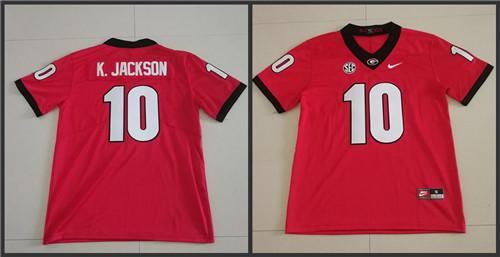 Mens Georgia Bulldogs #10 Kearis Jackson Stitched Nike Red Home Game Football jersey