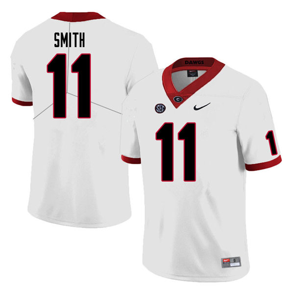 Mens Georgia Bulldogs #11 Arian Smith Stitched Nike White Foootball Jersey