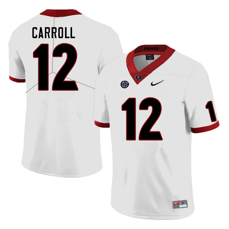 Mens Georgia Bulldogs #12 Lovasea Carroll Nike White Foootball Jersey