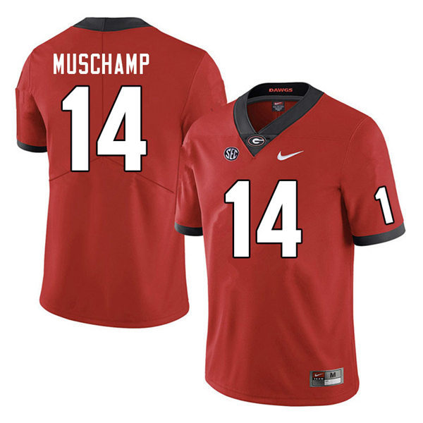 Mens Georgia Bulldogs #14  Jackson Muschamp Nike Red Home College Football Game jersey