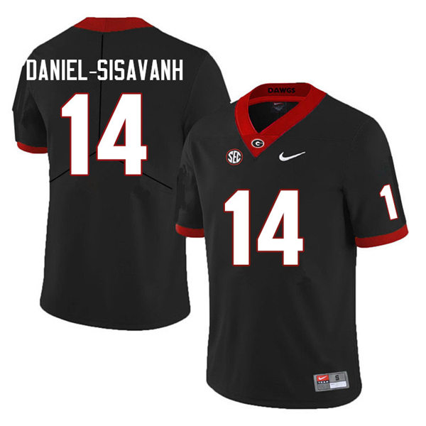 Mens Georgia Bulldogs #14 David Daniel-Sisavanh Black College Football Game Jersey