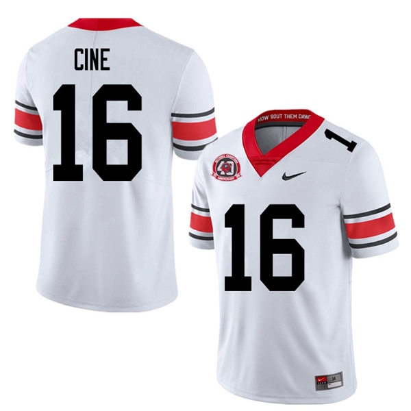 Mens Georgia Bulldogs #16 Lewis Cine Stitched Nike 40th anniversary White alternate football jersey