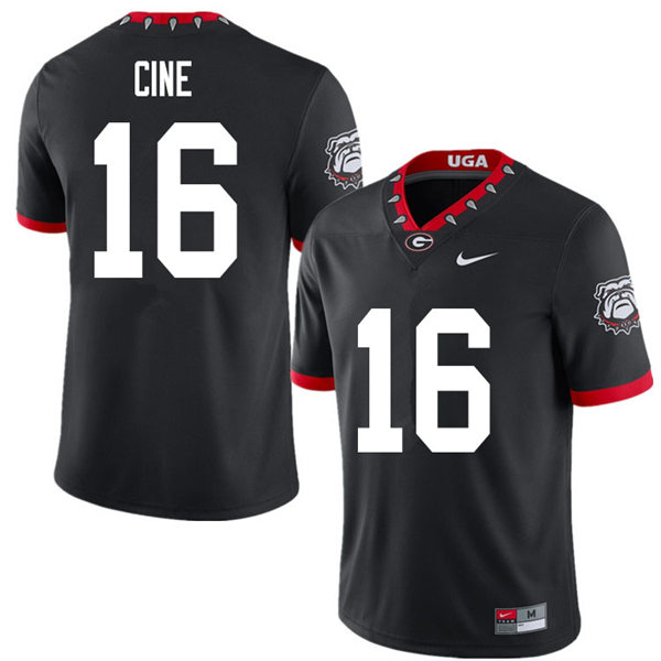 Mens Georgia Bulldogs #16 Lewis Cine Stitched Nike Black Alternate Mascot 100th Anniversary College Football