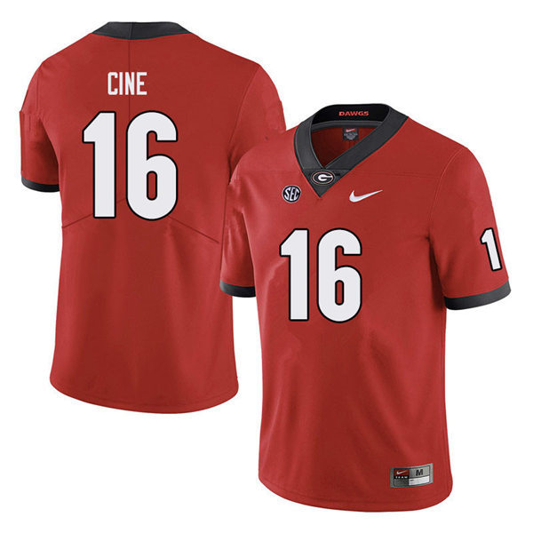 Mens Georgia Bulldogs #16 Lewis Cine Stitched Nike Red Home Game Football jersey