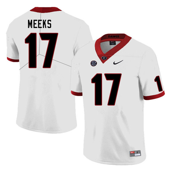 Mens Georgia Bulldogs #17 Jackson Meeks Stitched Nike White Foootball Jersey