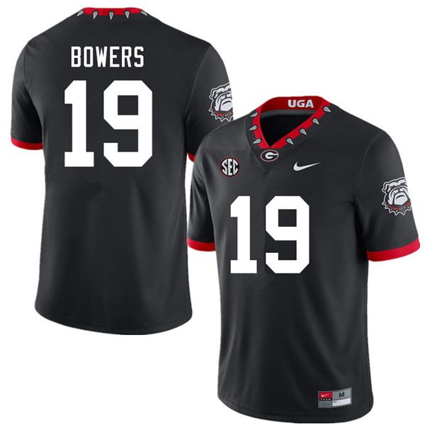 Mens Georgia Bulldogs #19 Brock Bowers Stitched Nike Black Alternate Mascot 100th Anniversary College Football