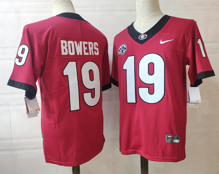 Mens Georgia Bulldogs #19 Brock Bowers Stitched Nike Red Home Game Football jersey