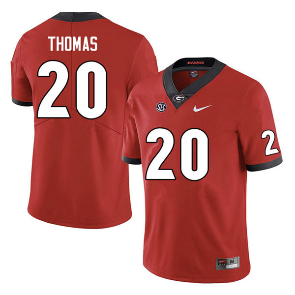 Mens Georgia Bulldogs #20 JaCorey Thomas Red Home College Football Game Jersey
