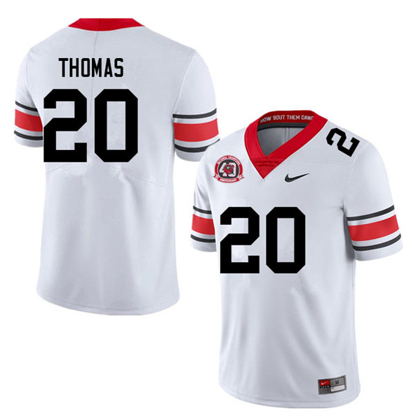 Mens Georgia Bulldogs #20 JaCorey Thomas white alternate 40th anniversary football Jersey