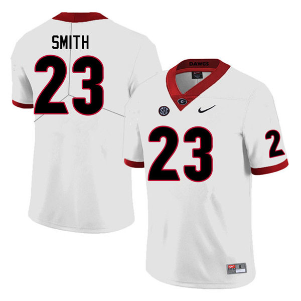 Mens Georgia Bulldogs #23 Tykee Smith Stitched Nike White Foootball Jersey