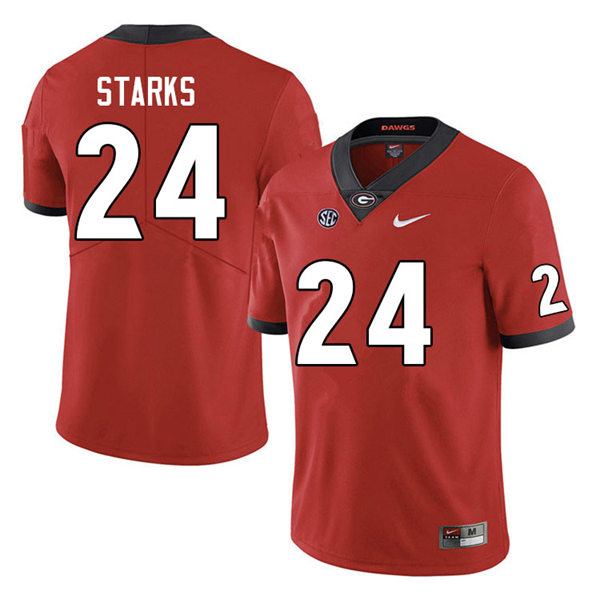 Mens Georgia Bulldogs #24 Malaki Starks Red Home College Football Game Jersey
