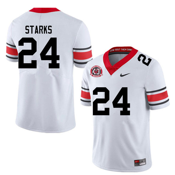 Mens Georgia Bulldogs #24 Malaki Starks white alternate 40th anniversary football Jersey