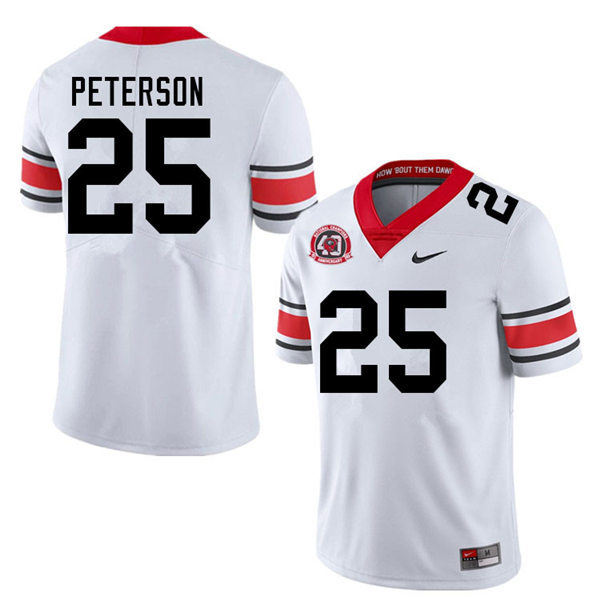 Mens Georgia Bulldogs #25 Steven Peterson Stitched Nike 40th anniversary White alternate football jersey