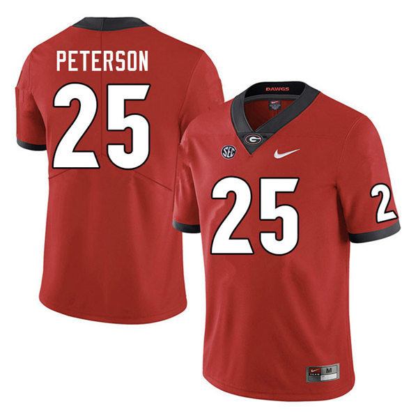 Mens Georgia Bulldogs #25 Steven Peterson Stitched Nike Red Home Game Football jersey