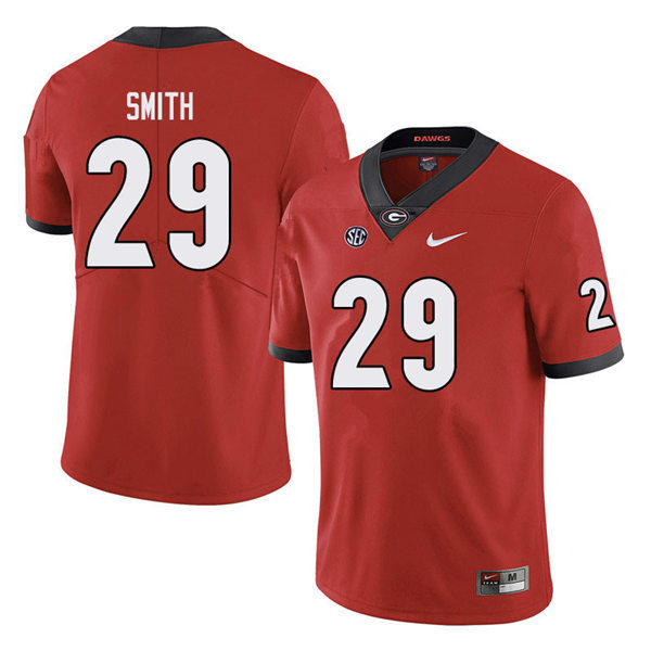 Mens Georgia Bulldogs #29 Christopher Smith Stitched Nike Red Home Game Football jersey