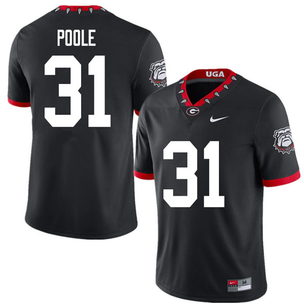 Mens Georgia Bulldogs #31 William Poole Nike Black Alternate Mascot 100th Anniversary College Football Game Jersey