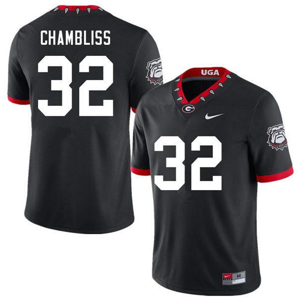 Mens Georgia Bulldogs #32 Chaz Chambliss Stitched Nike Black Alternate Mascot 100th Anniversary College Football
