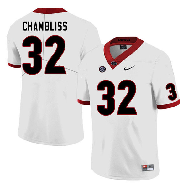 Mens Georgia Bulldogs #32 Chaz Chambliss Stitched Nike White Foootball Jersey
