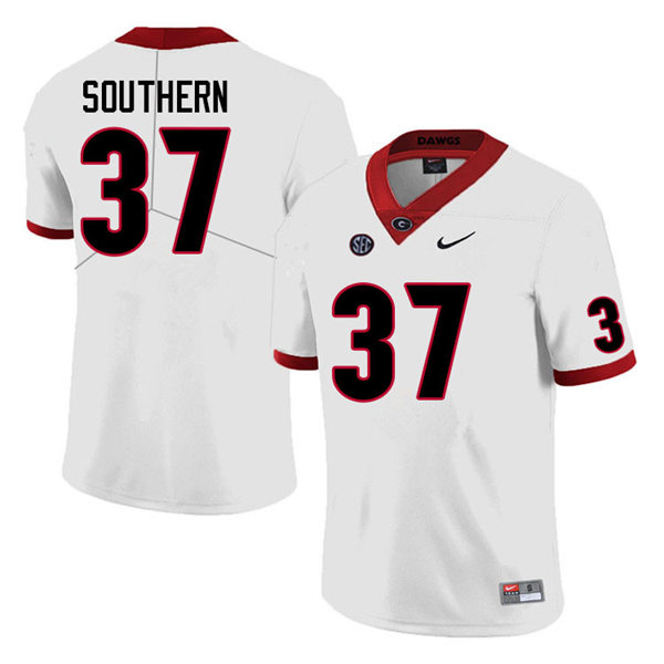 Mens Georgia Bulldogs #37 Drew Southern College Football Game Jersey White
