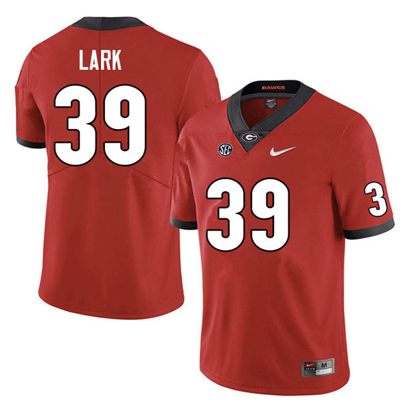 Mens Georgia Bulldogs #39 Collin Lark Red Home College Football Game Jersey