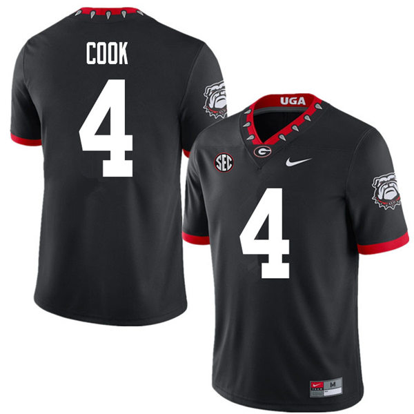 Mens Georgia Bulldogs #4 James Cook Nike 2020 Black College Foootball Game Jersey