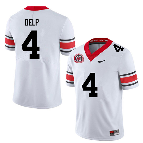 Mens Georgia Bulldogs #4 Oscar Delp white alternate 40th anniversary football Jersey