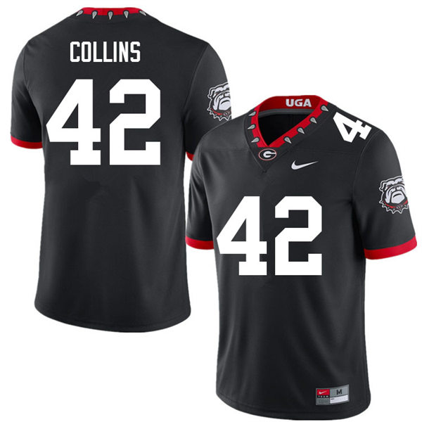 Mens Georgia Bulldogs #42 Graham Collins Black Alternate Mascot 100th Anniversary College Football Game Jersey