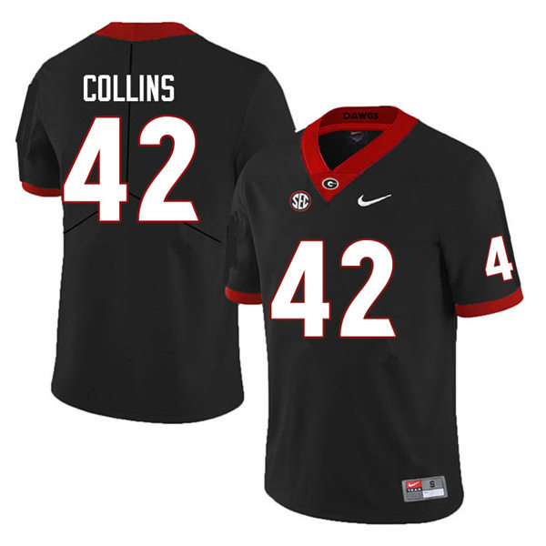 Mens Georgia Bulldogs #42 Graham Collins Black College Football Game Jersey