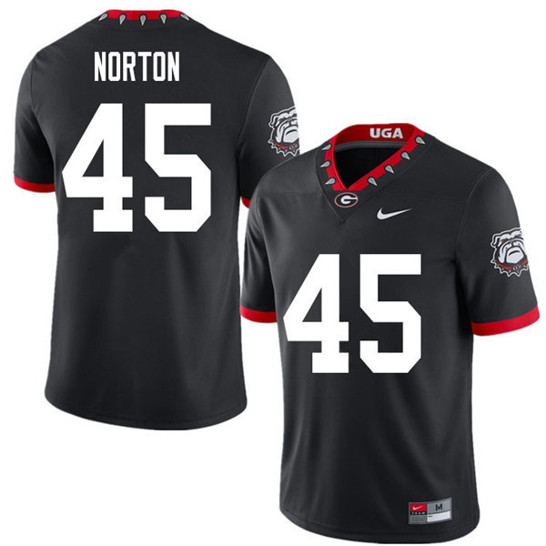 Mens Georgia Bulldogs #45 Bill Norton Stitched Nike Black Alternate Mascot 100th Anniversary College Football
