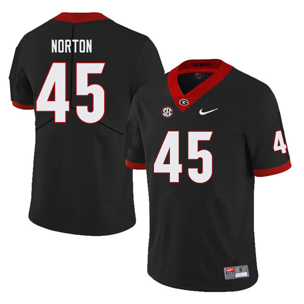 Mens Georgia Bulldogs #45 Bill Norton Stitched Nike Black Foootball Jersey