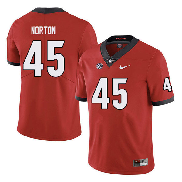 Mens Georgia Bulldogs #45 Bill Norton Stitched Nike Red Home Game Football jersey