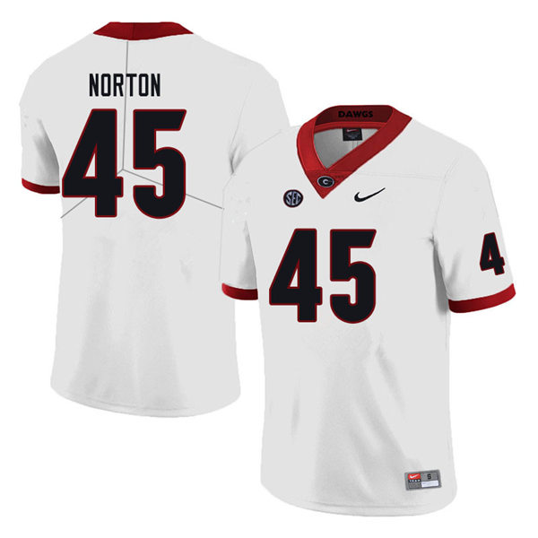 Mens Georgia Bulldogs #45 Bill Norton Stitched Nike White Foootball Jersey
