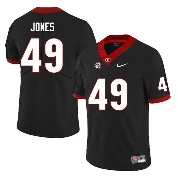 Mens Georgia Bulldogs #49 Gleaton Jones Black College Football Game Jersey