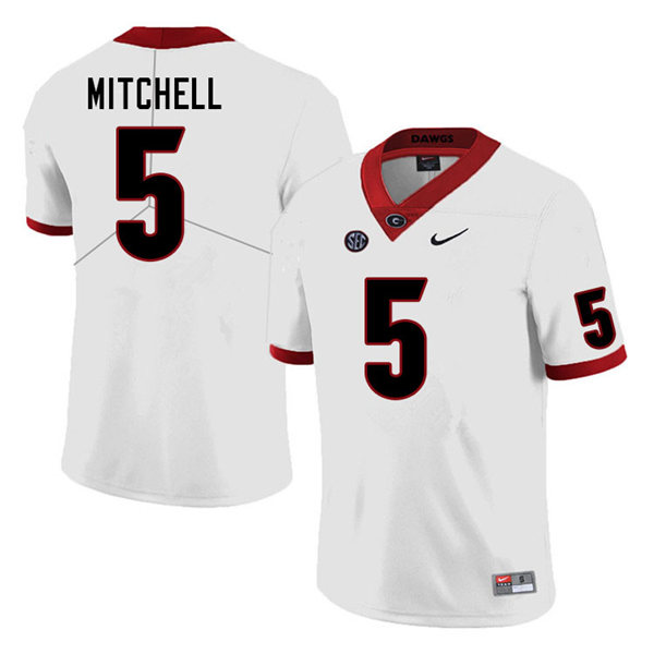 Mens Georgia Bulldogs #5 Adonai Mitchell Nike White Foootball Jersey