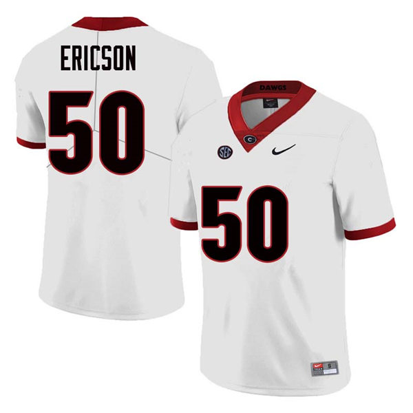 Mens Georgia Bulldogs #50 Warren Ericson Stitched Nike White Foootball Jersey
