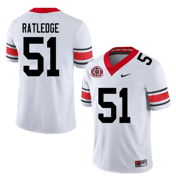 Mens Georgia Bulldogs #51 Tate Ratledge Stitched Nike 40th anniversary White alternate football jersey