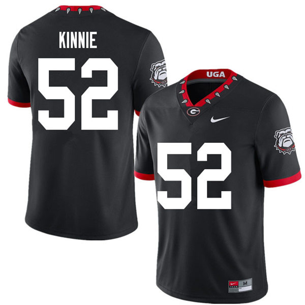 Mens Georgia Bulldogs #52 Cameron Kinnie Stitched Nike Black Alternate Mascot 100th Anniversary College Football